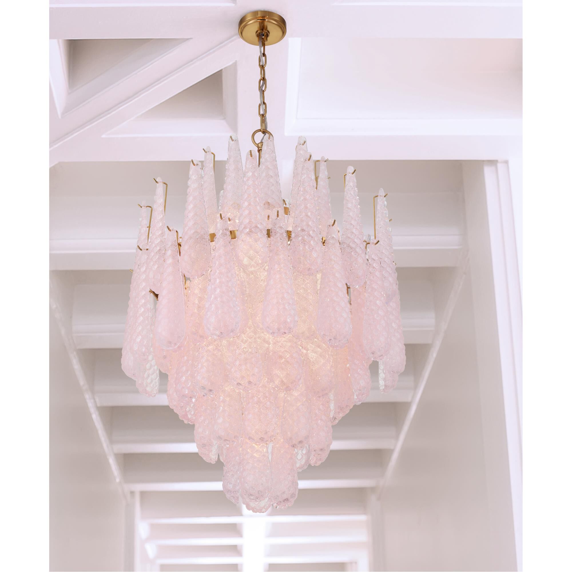 Shown in Aged Brass finish and Sand Blush glass